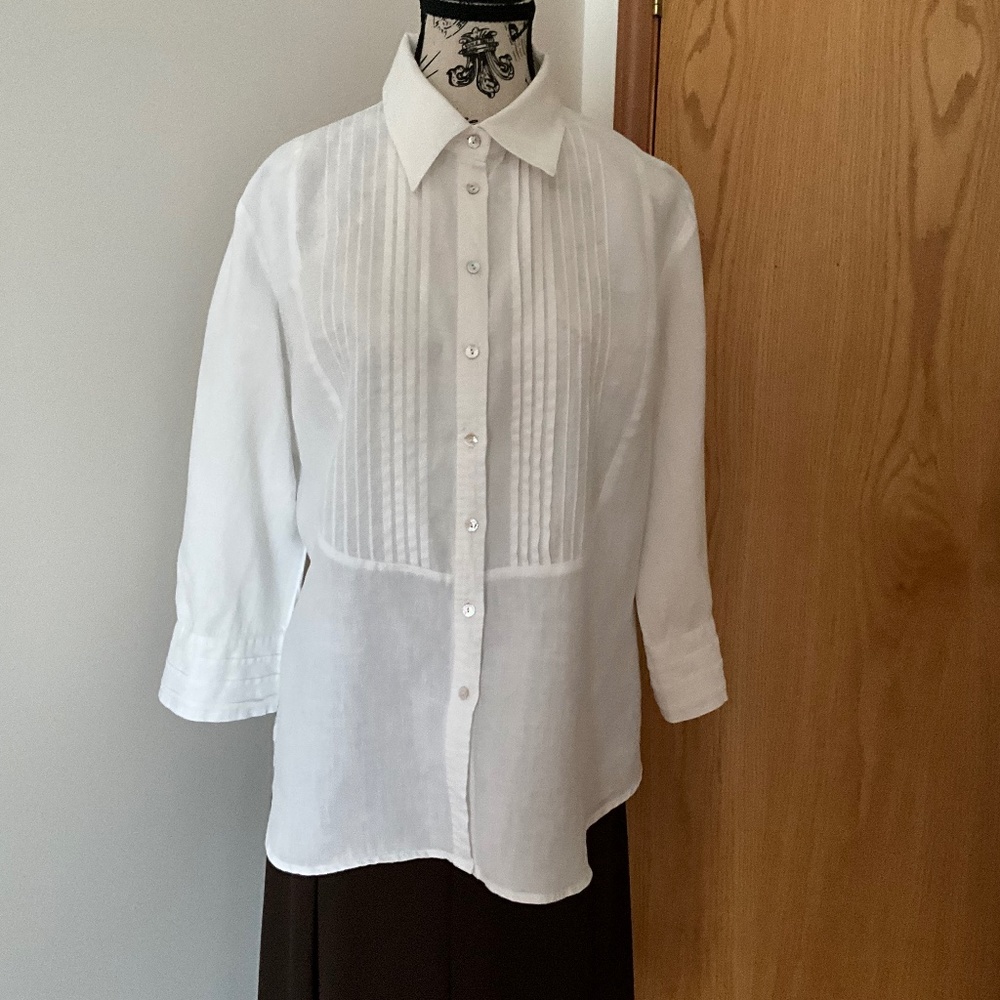 Carole Little Size L white Business Casual Blouse